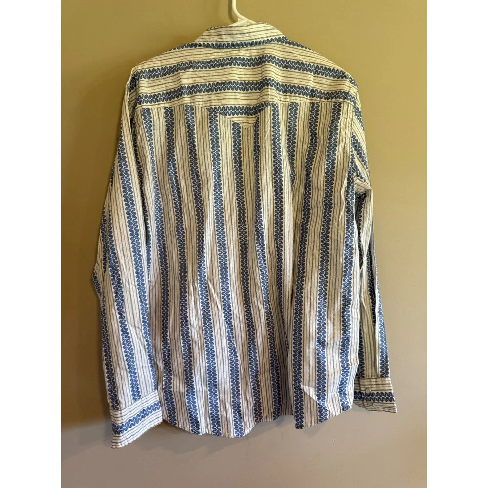 Levis The Western Standard Fit Shirt Mens Large Blue White Geometric Stripe NWT
